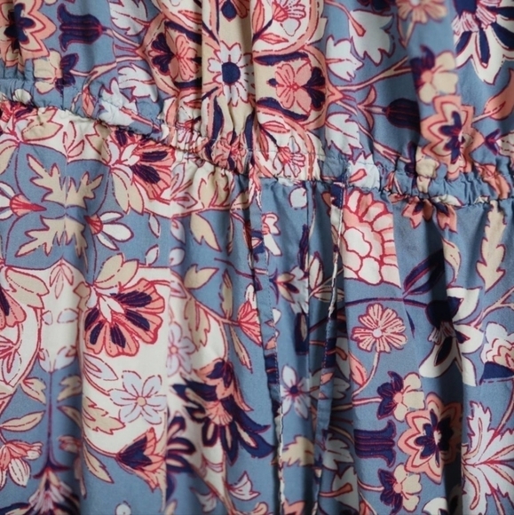 Old Navy Long Sleeve Blue Floral Romper w/ Pockets Women's Medium M Tie Waist - Picture 5 of 13